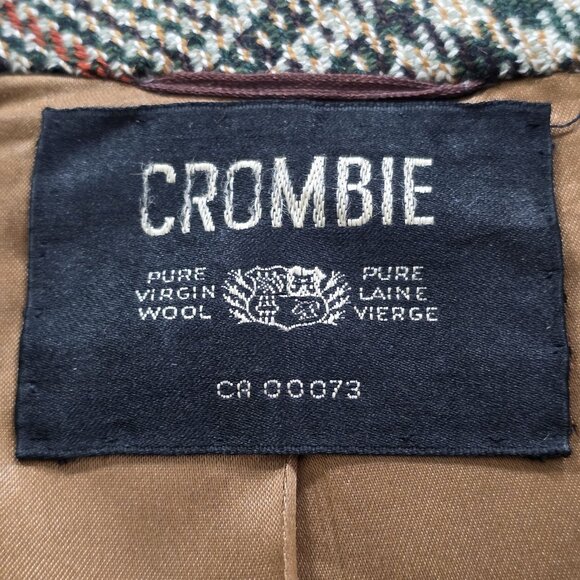 VTG Crombie Wool Coat 44 Glen Plaid LS Lined 1 Vent Buttons Union Made Classic - Picture 3 of 16